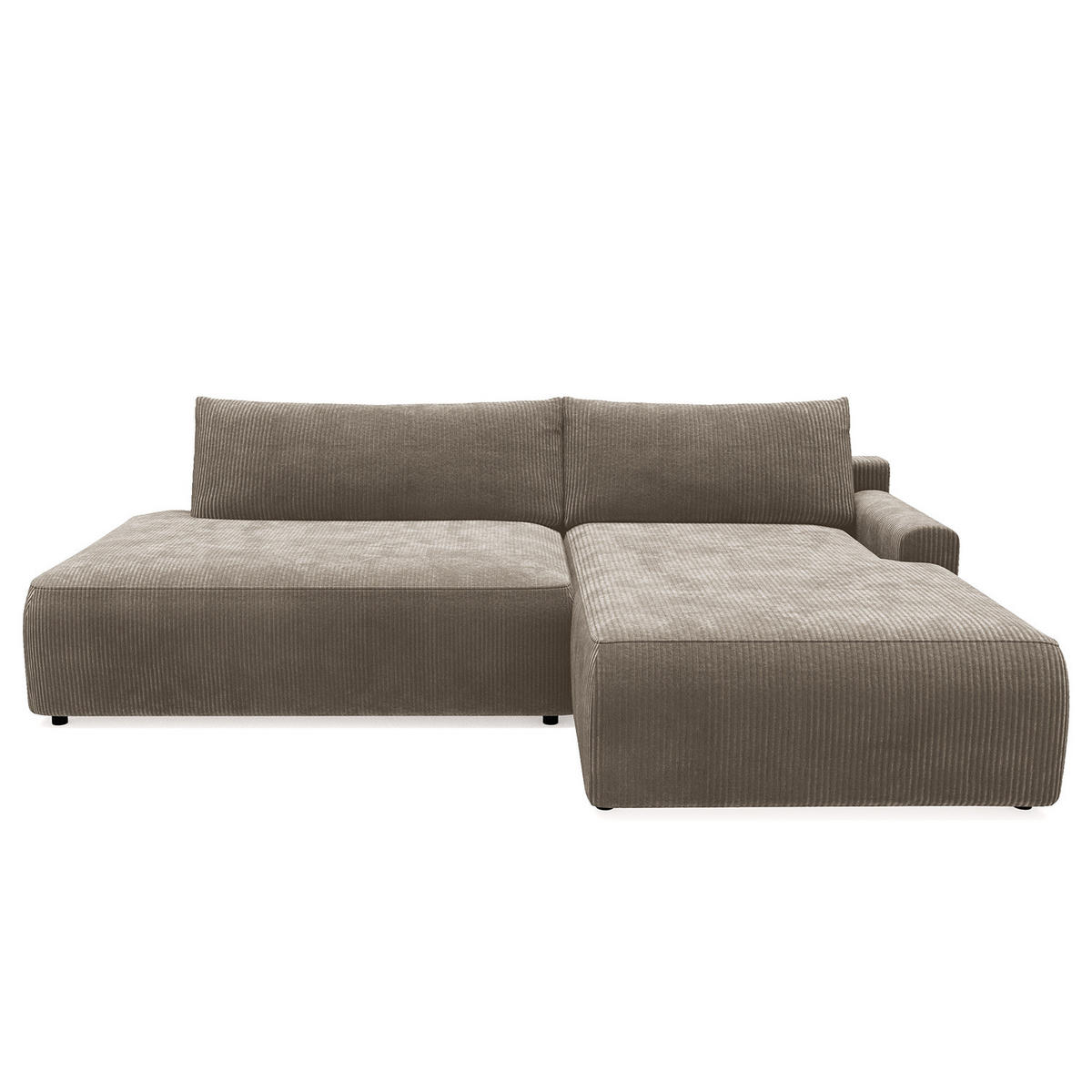ECKSOFA mit Schlaffunktion - Longchair - Hellgrau/Schwarz, Kunststoff/Textil (253/167cm) - home24