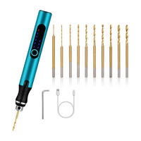 GRAVIERSTIFT – 3 Geschwindigkeiten – mit 10 kleinen Bohrern zum Gravieren von Harz, Schmuck und Leiterplatten - Blau, Metall (21/11/5cm)