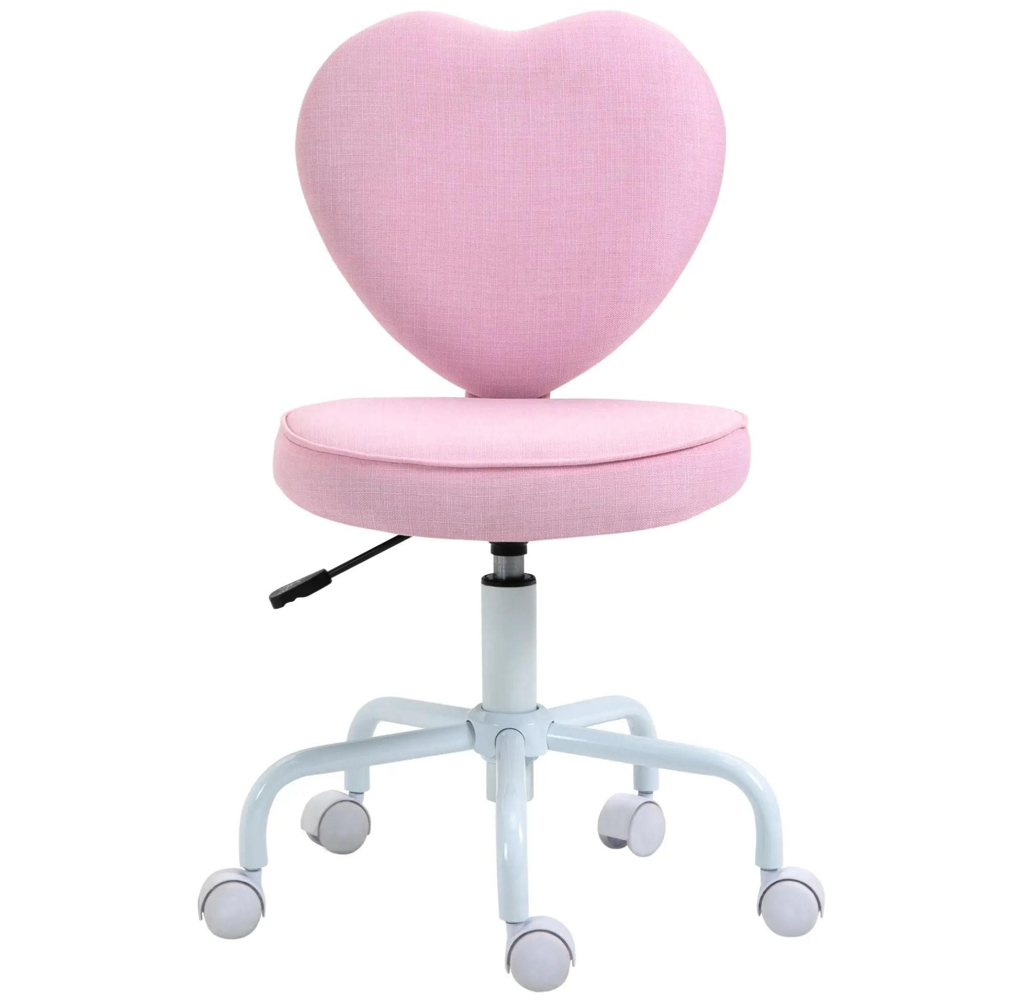 DREHSTUHL 50/40/89 cm pink aus Schaumstoff mit Herzlehne und Höhenverstellung - Pink, Kunststoff (50/89/40cm) - OKWISH