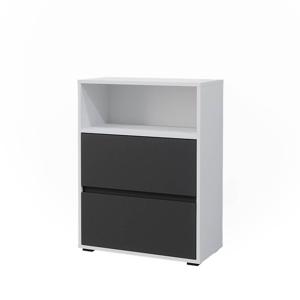 BADSCHRANK Maltin Weiß 60.2 x 78 cm mit zwei großen Schublade - Anthrazit/Weiß, Holzwerkstoff (60.2/78/30.1cm) - Vicco