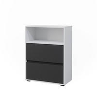 BADSCHRANK Maltin Weiß 60.2 x 78 cm mit zwei großen Schublade - Anthrazit/Weiß, Holzwerkstoff (60.2/78/30.1cm) - Vicco