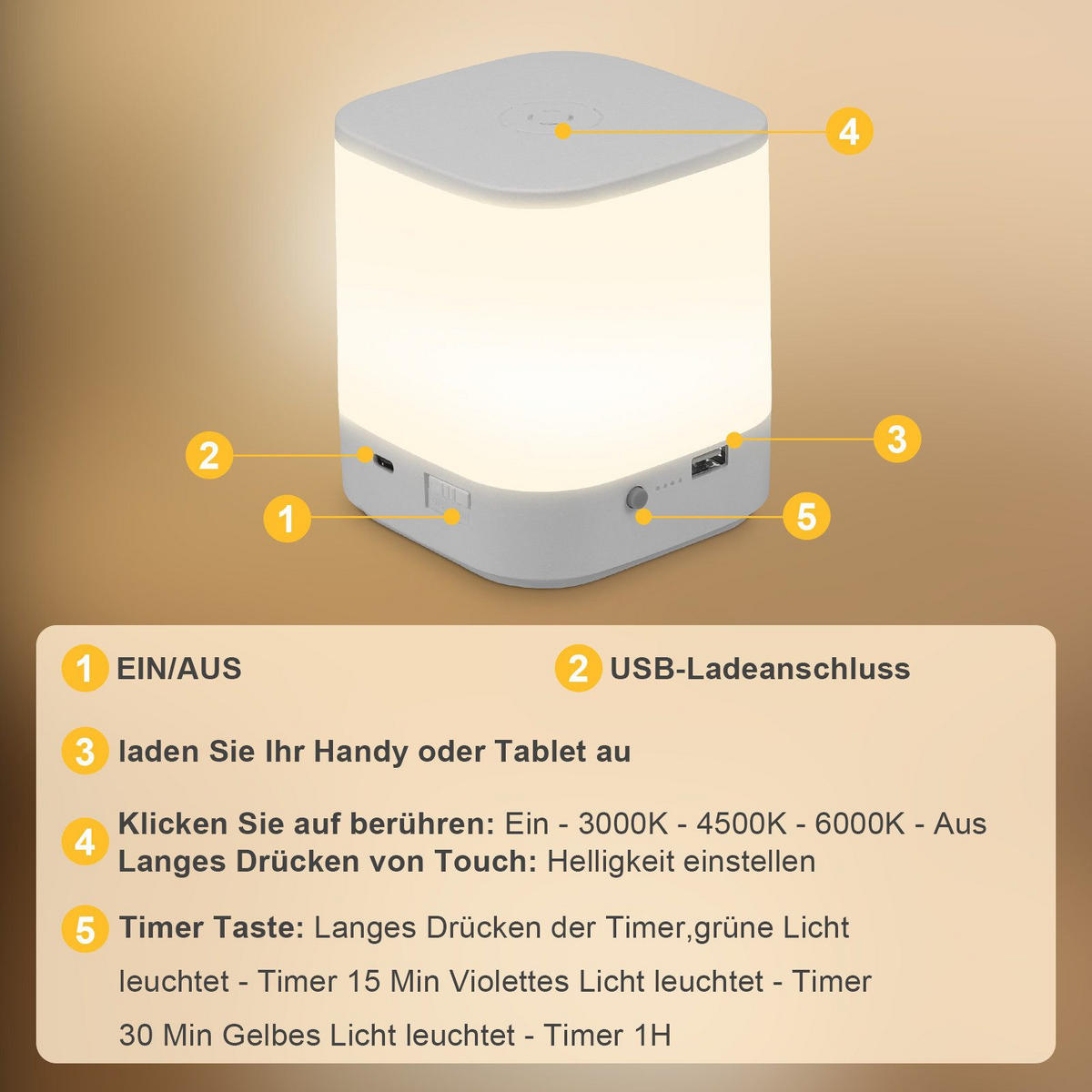 STOLNÍ lampa Abelmann LED 9,8/9,8/11,5 cm - bílá, plast (9.8/9.8/11.5cm) - Nettlife