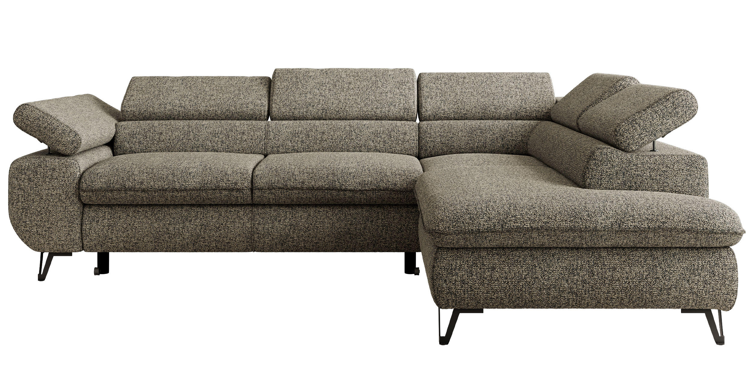 ECKSOFA PABLO L Grau Struktur - Rechts Seite mit T25 Topper - Schwarz/Grau, Textil/Metall (273/208cm) - MKS