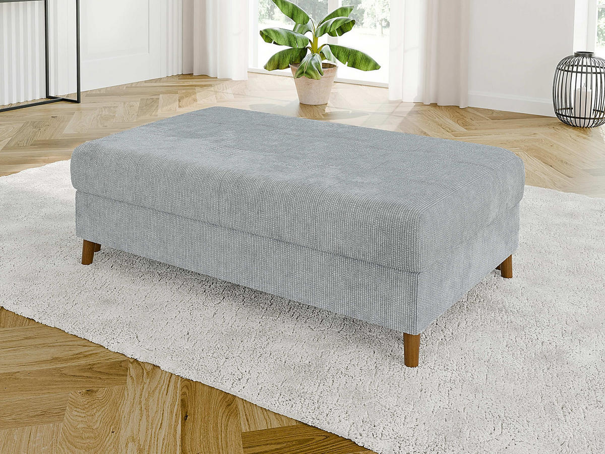 HOCKER Sigurd Hellgrau Chenille - Hellgrau/Braun, Holz/Textil (118/40/73cm) - S-Style Möbel