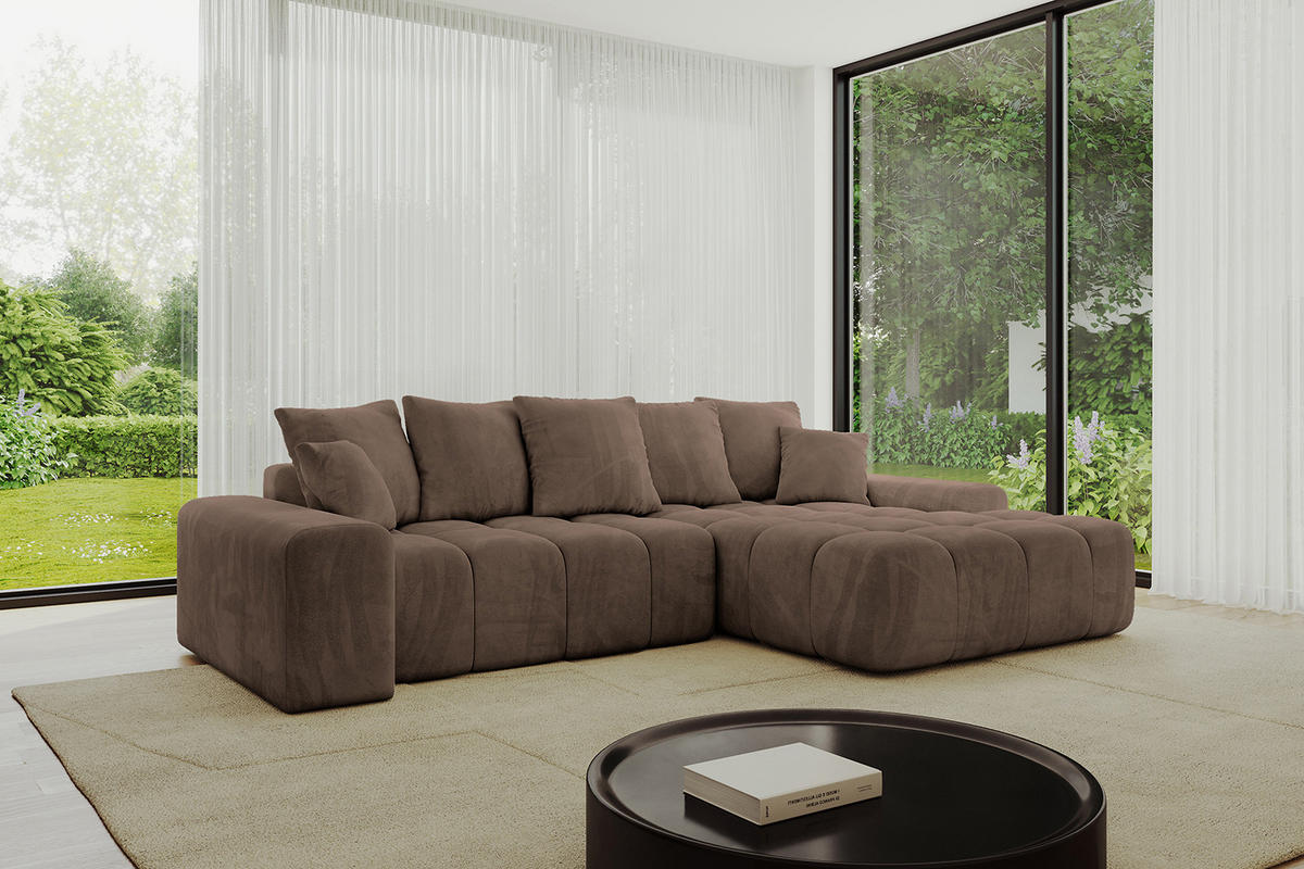 ECKSOFA Ottomane Rechts ENSI-L - 267x164x88 cm Braun - Braun, Holzwerkstoff/Kunststoff (164/267cm) - ALTDECOR