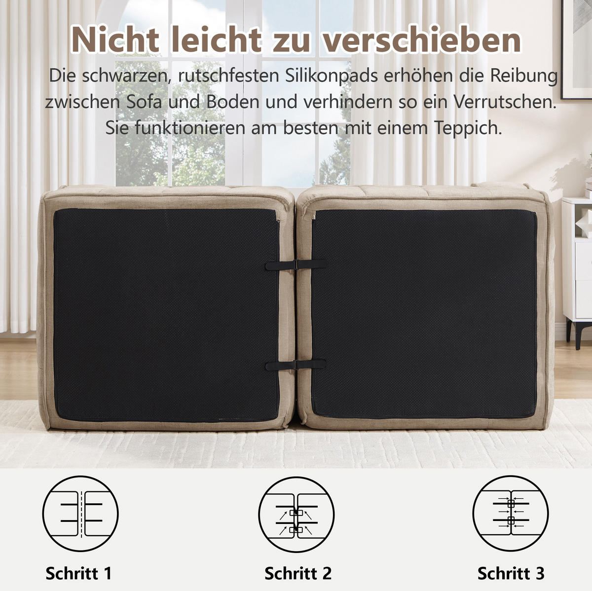 SOFA modular ohne Montage Polyester Sand - Sandfarben, Textil (217/67/93cm) - IVMEU