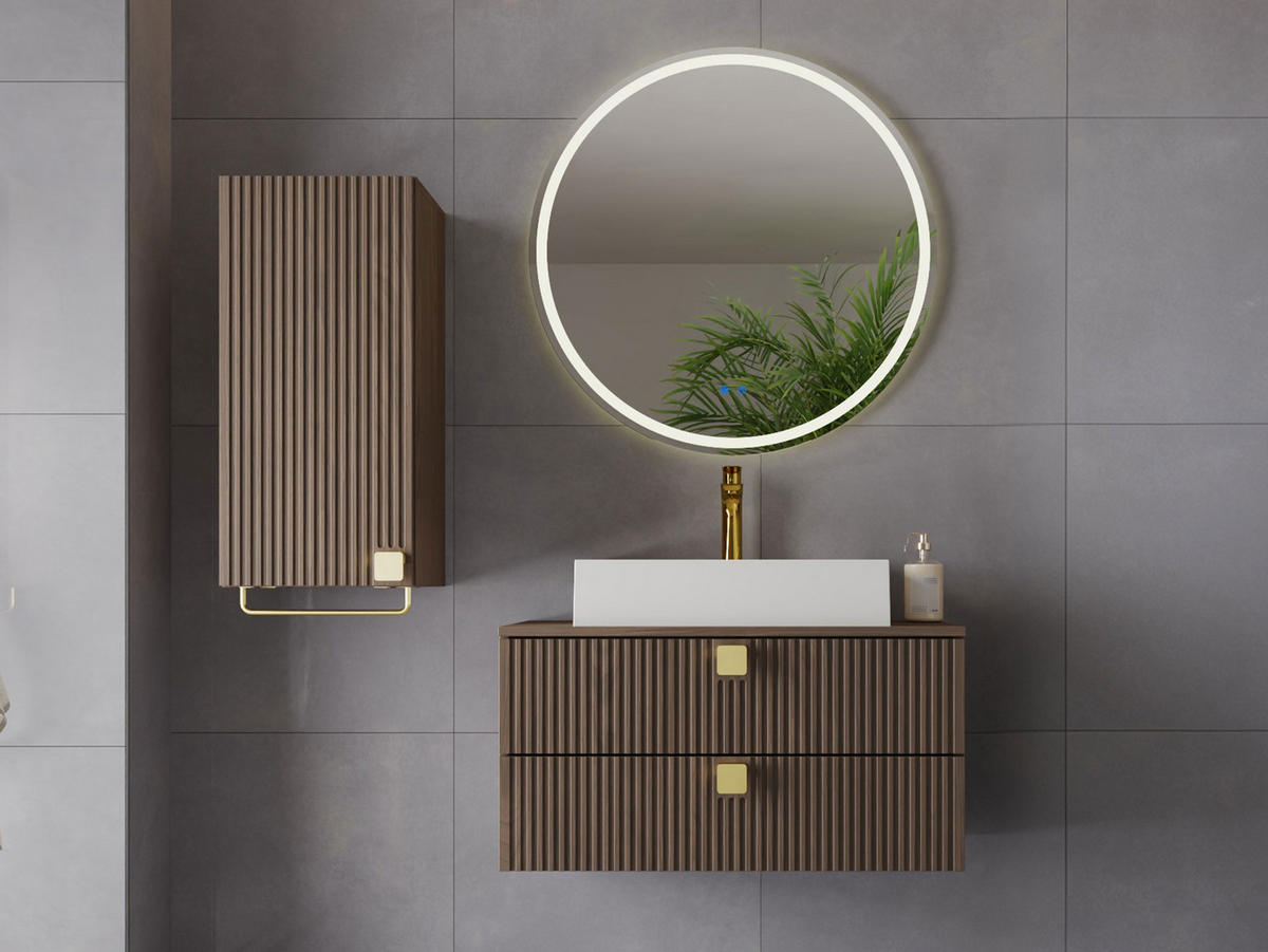 MOBILIER DE BAIE Gariano Bis IV - auriu/culoare lemn de nuc, material plastic/compozit lemnos (80/42/46cm) - MIRJAN24