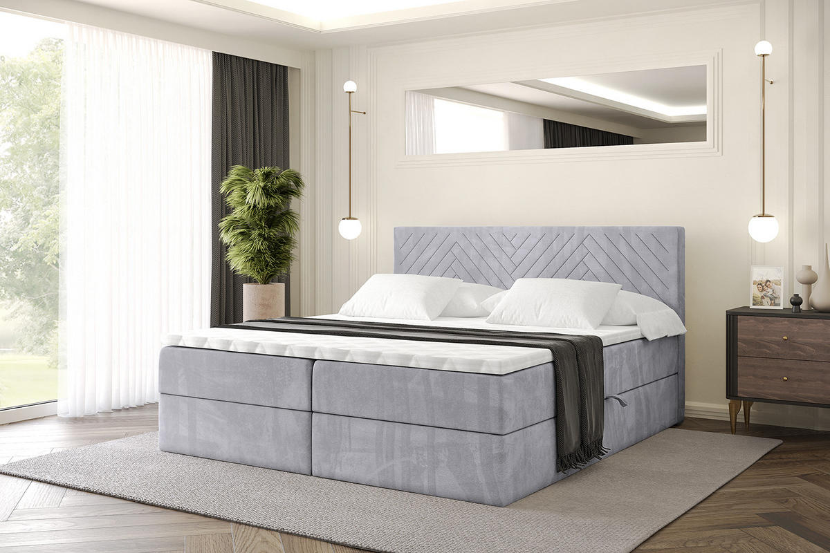 BOXBETT mit Matratze H3 und Lattenrost - VEXA - 140x200 - Grau Monolith - Grau, Holzwerkstoff/Kunststoff (140/200cm) - ALTDECOR