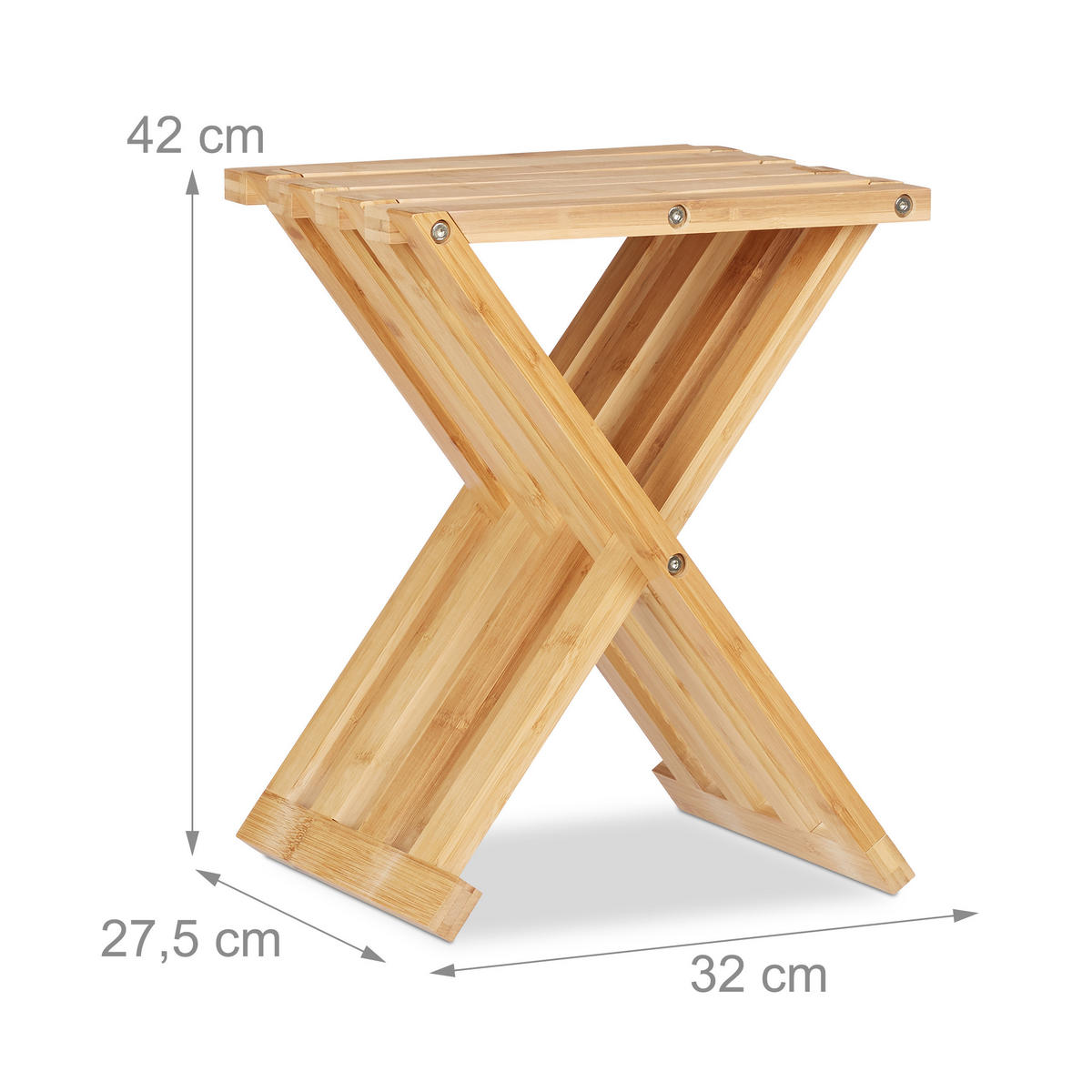 KLAPPHOCKER - Hellbraun, Holz (32.2/42/27.5cm) - Relaxdays