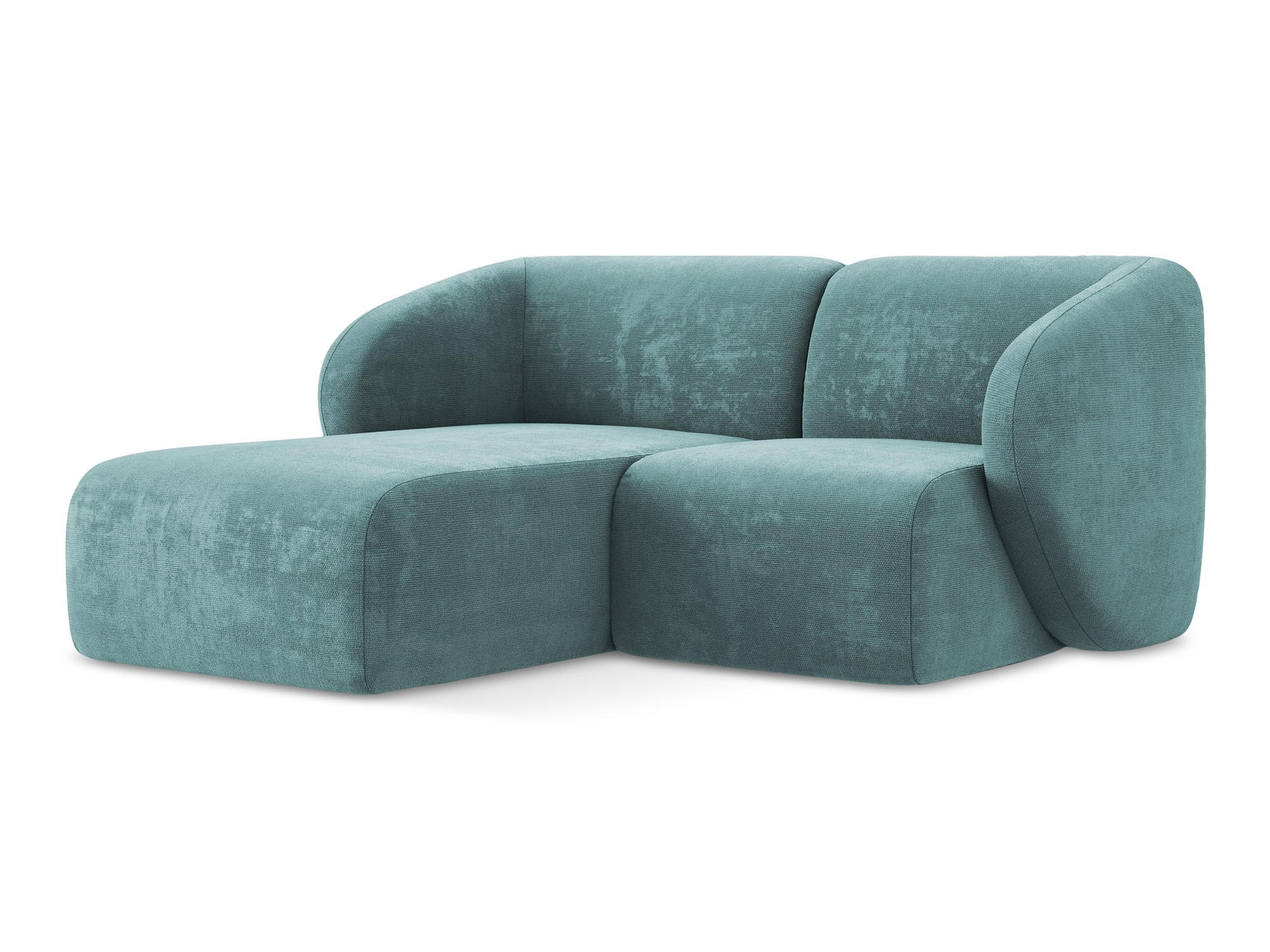 ECKSOFA Links Chenille Stoff Blau - Blaugrau/Schwarz, Holzwerkstoff/Kunststoff (178/166cm) - Makamii