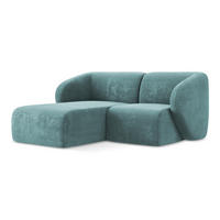 ECKSOFA Links Chenille Stoff Blau - Blaugrau/Schwarz, Holzwerkstoff/Kunststoff (178/166cm) - Makamii