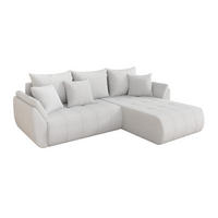ROHOVÁ SEDAČKA s funkcí spaní, otoman vpravo TOKO-L 277x194x86 bílá bouclé - bílá/černá, kompozitní dřevo/textil (277/194cm) - ALTDECOR