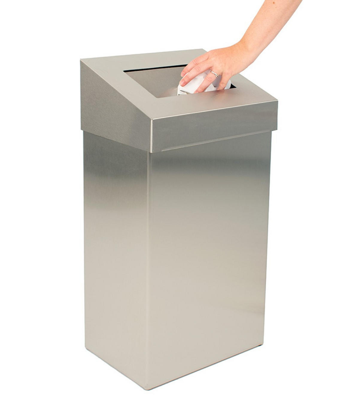 MÜLLEIMER Robuster Mit Pushdeckel 50 Liter 68 x 38 x 25 cm Edelstahl - Grau, Metall (38/68/25cm) - PROREGAL