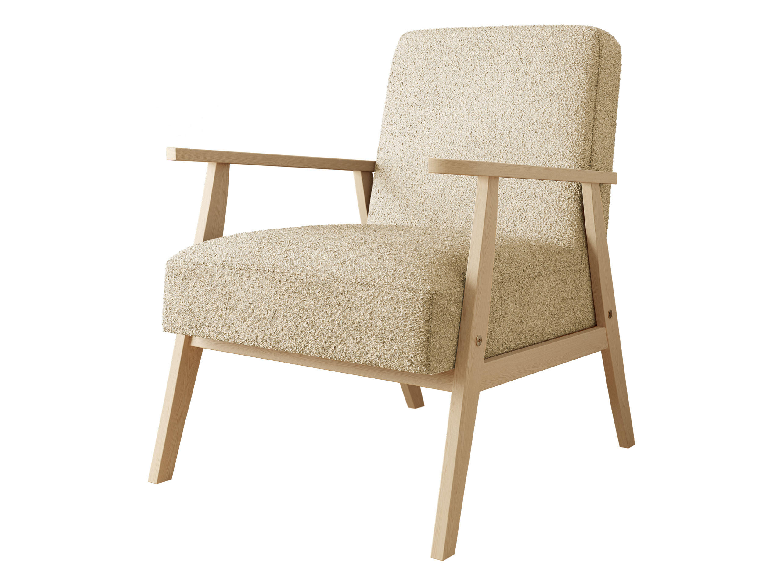 SESSEL Retro Boucle - Naturfarben, Holz/Textil (59/76/67cm) - MIRJAN24