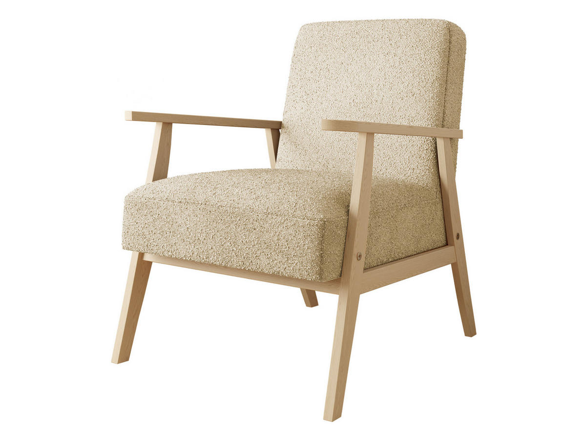 SESSEL Retro Boucle - Naturfarben, Holz/Textil (59/76/67cm) - MIRJAN24