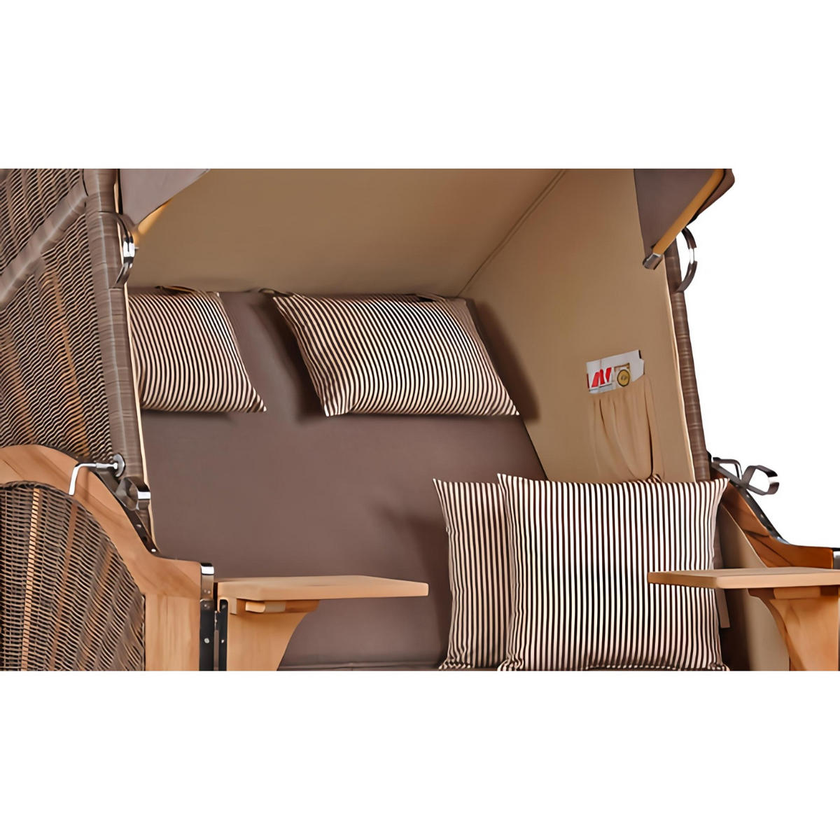 STRANDKORB SEEBLICK 2 Sitzer Teak - Taupe/Braun, Metall (125/170/80cm) - Mr. Deko