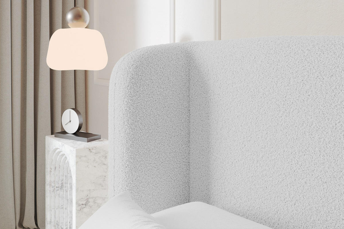 POLSTERBETT mit Bettkasten und Lattenrost, Boxbett ohne Matratze - ESTI 160x200 Hellgrau - Silberfarben, Holzwerkstoff/Textil (160/200cm) - ALTDECOR