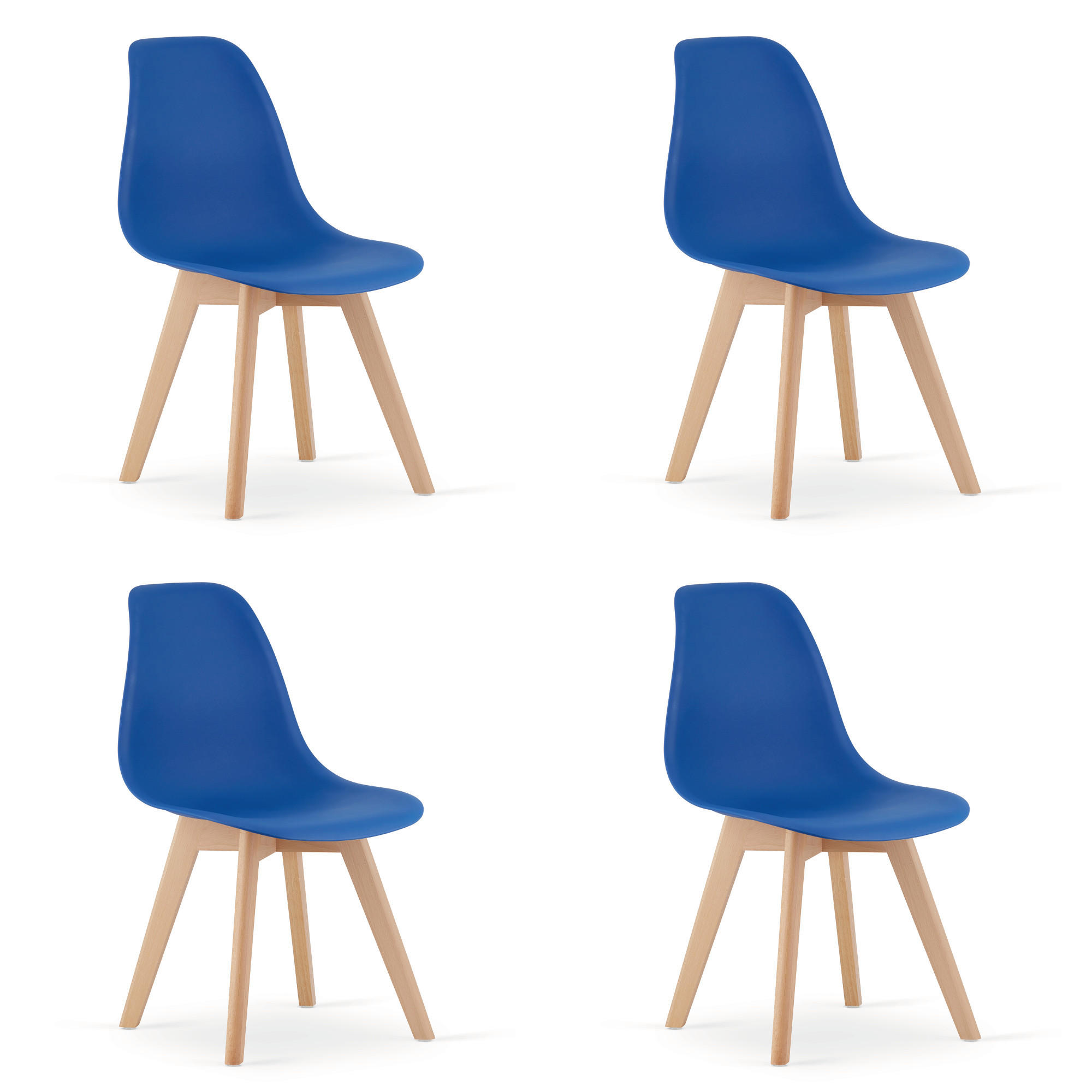 ESSZIMMERSTUHL 4-er Set KITO blauer Sitz, natürliche Beine - Blau/Naturfarben, Kunststoff (46/80/54.5cm) - Valora