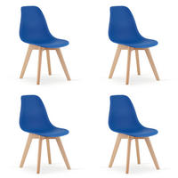 ESSZIMMERSTUHL 4-er Set KITO blauer Sitz, natürliche Beine - Blau/Naturfarben, Kunststoff (46/80/54.5cm) - Valora