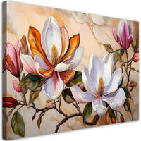 WANDBILD magnolien zweig blumen pflanzen marmor - Multicolor, Textil (60/40cm) - Feeby