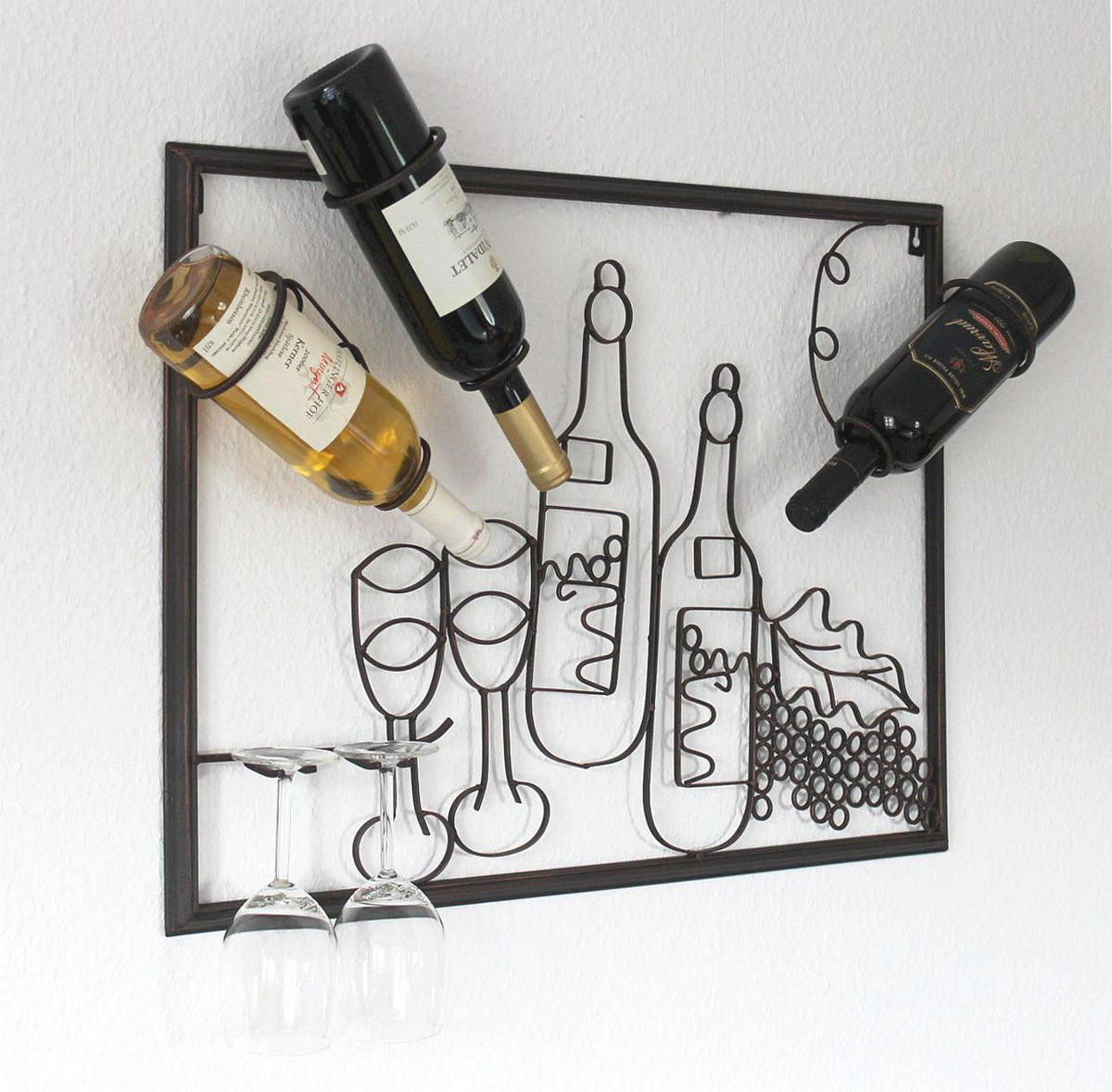 WEINREGAL für die Wand aus Metall 64 cm 91975 - Braun, Metall (64/45/10cm) - DanDiBo