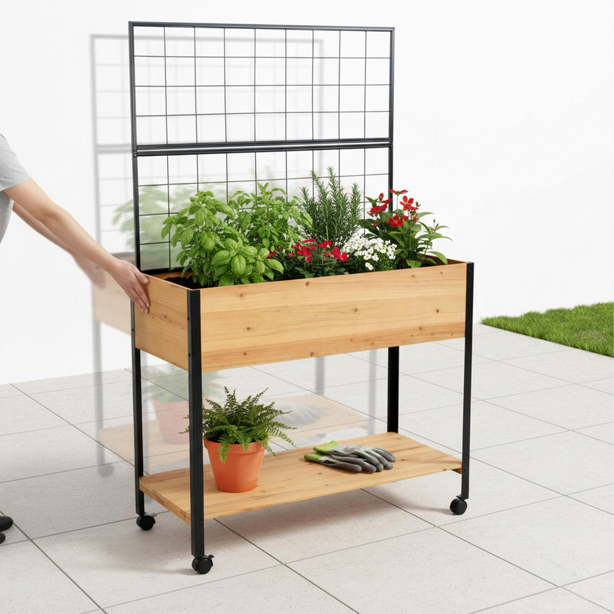 ZVÝŠENÝ záhon - různobarevná, kov/dřevo (102/165/47.5cm) - Relaxdays