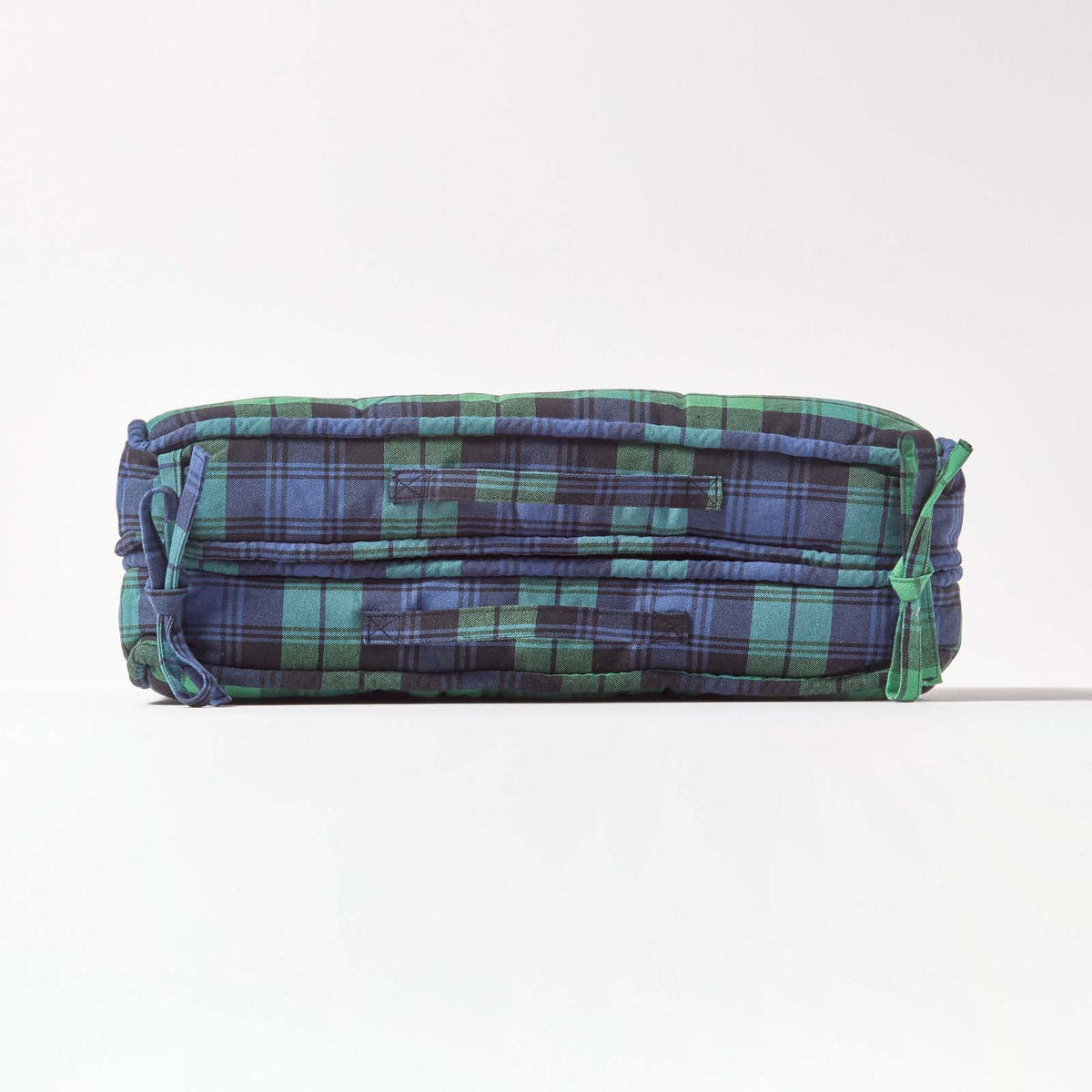 REISEKISSEN blau-grün kariert 50/50/10 cm – Klappkissen Baumwolle - Blau, Textil (50/50/12cm) - Homescapes