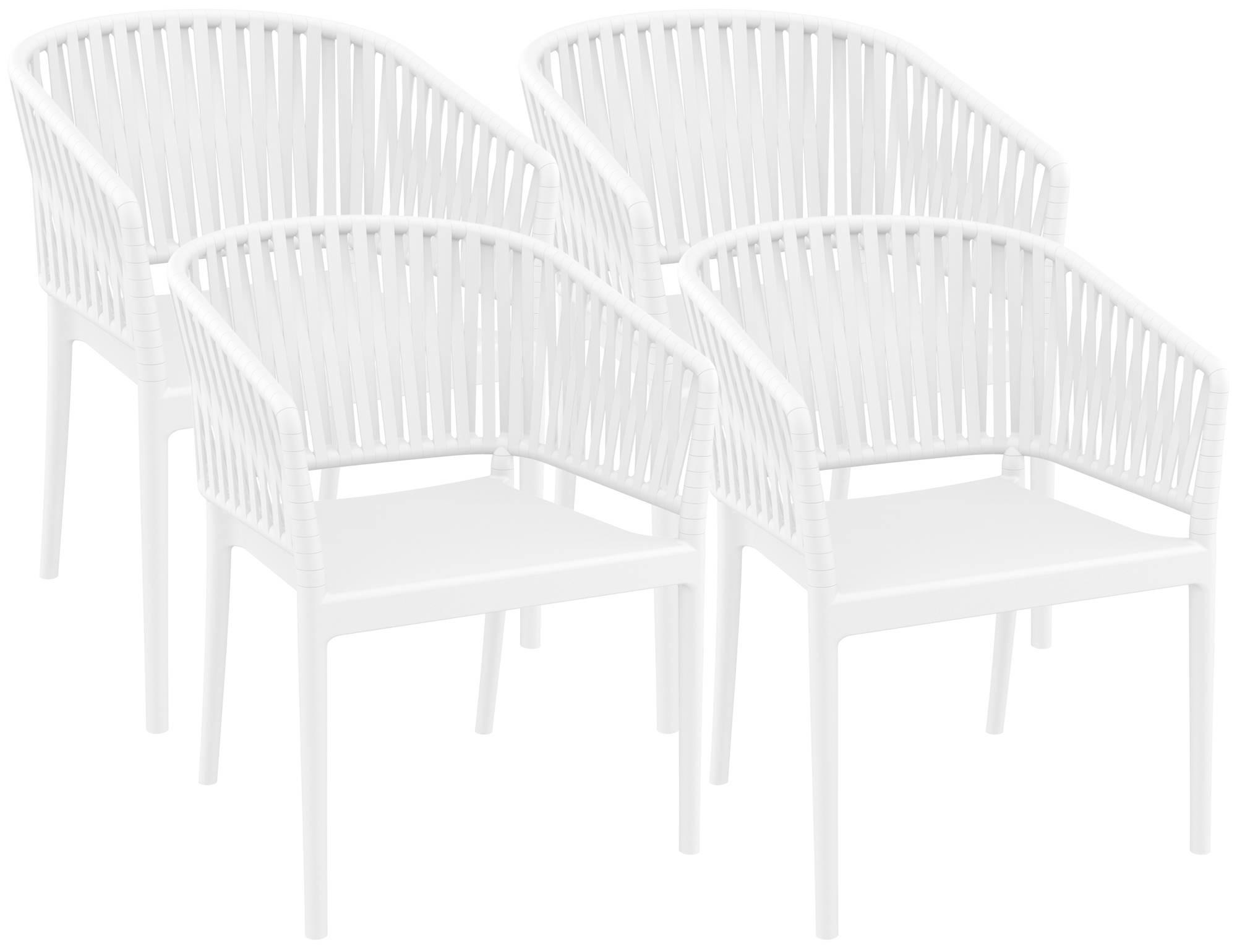 GARTENSTUHL 4er Set Kunststoff Weiß - Weiß, Kunststoff (58/80/58cm) - CLP