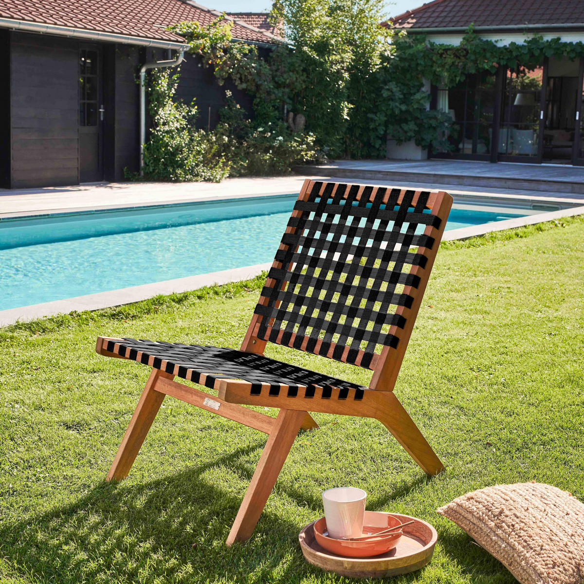 RELAXSESSEL, Schwarz - Schwarz, Holz (80/78/52cm) - Oviala