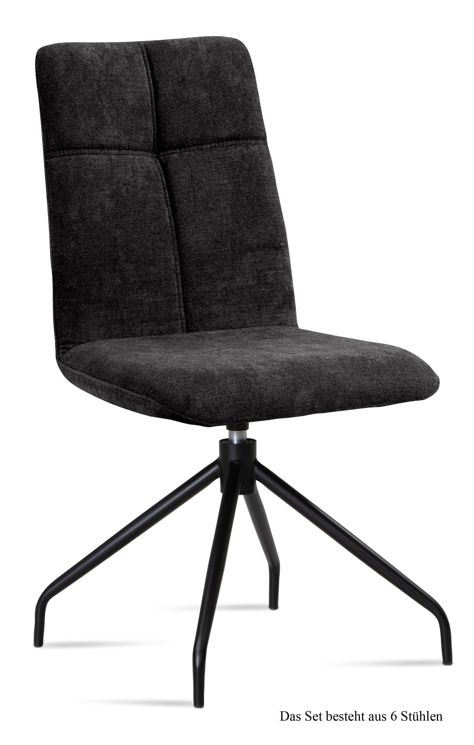 ESSZIMMERSTUHL drehbar (6er-Set) Dniren 47x92x60 Schwarz/Anthrazit - Anthrazit/Schwarz, Kunststoff (60/92/47cm) - 58aufmkessel