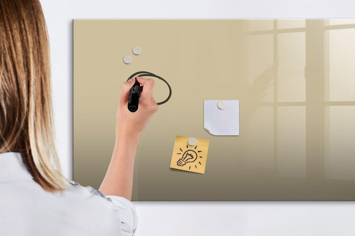 MAGNETTAFEL 120x60 Beige schwarzer Marker - Sandfarben, Glas (120/0.4/60cm) - TULUP