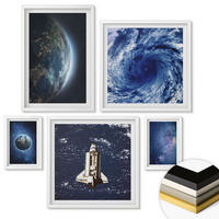 WANDBILDER 5er-Set - 50x50 cm & 20x30 cm & 40x60 cm Weißer Rahmen - Erde Weltraumsturm Galaxie - Weiß, Kunststoff (40/60cm) - ArtPrintCave