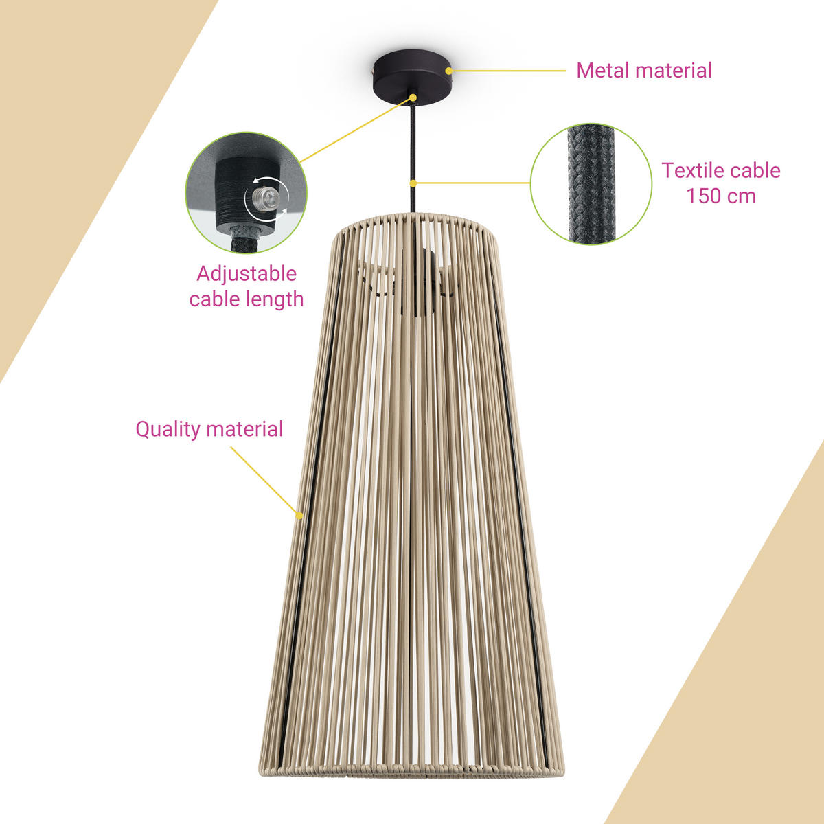 PENDELLEUCHTE Hugo Pd1 Mayve - Schwarz, Metall (32/32/60cm) - Paco Home