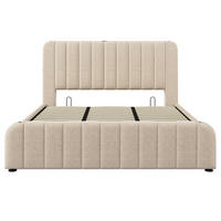 POLSTERBETT 180x200cm Doppelbett USB-C Hydraulik Goldstreifen Beige - Beige, Holz - FLIEKS