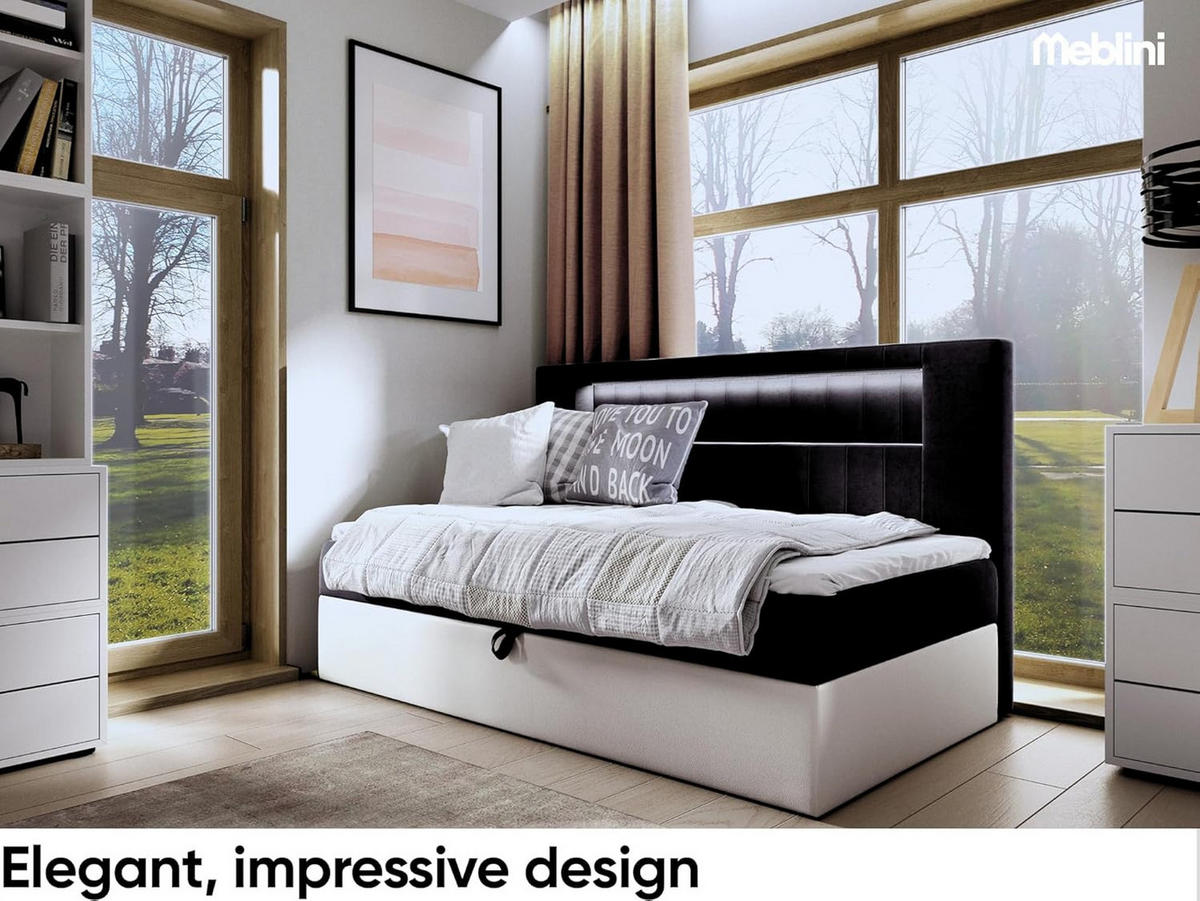 KINDERBETT GARETH 2 - Schwarz/Weiß, Holzwerkstoff (101/201cm) - Meblini