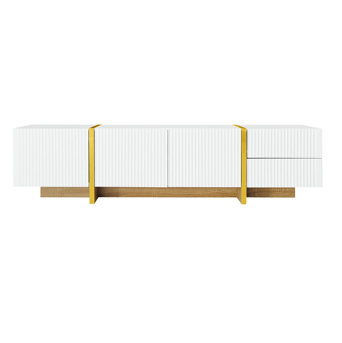 TV-LOWBOARD 190/35/45 cm mit 3 Türen und 2 Schubladen in Weiß - Weiß, Holzwerkstoff (190/45/35cm) - BEAOK