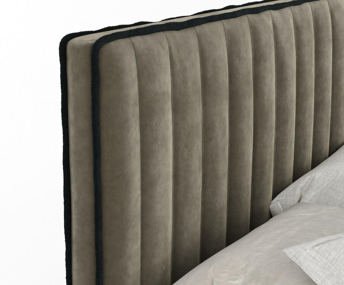 BOXSPRINGBETT Nocturne Taupe 180/200 cm - Taupe/Schwarz, Holz/Holzwerkstoff (180/200cm) - Maison de Reve