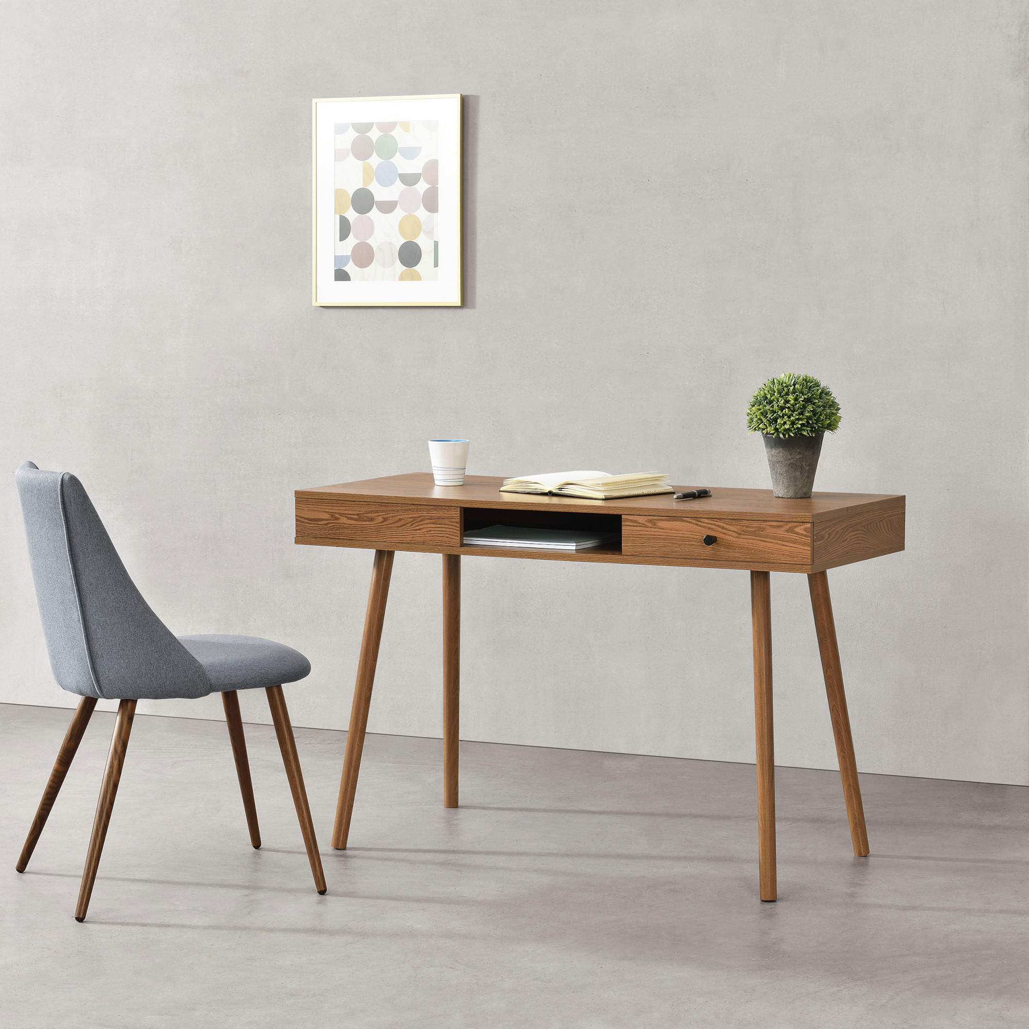 SCHREIBTISCH Habo - Dunkelbraun, Holzwerkstoff/Metall (48/115/74cm) - [en.casa]
