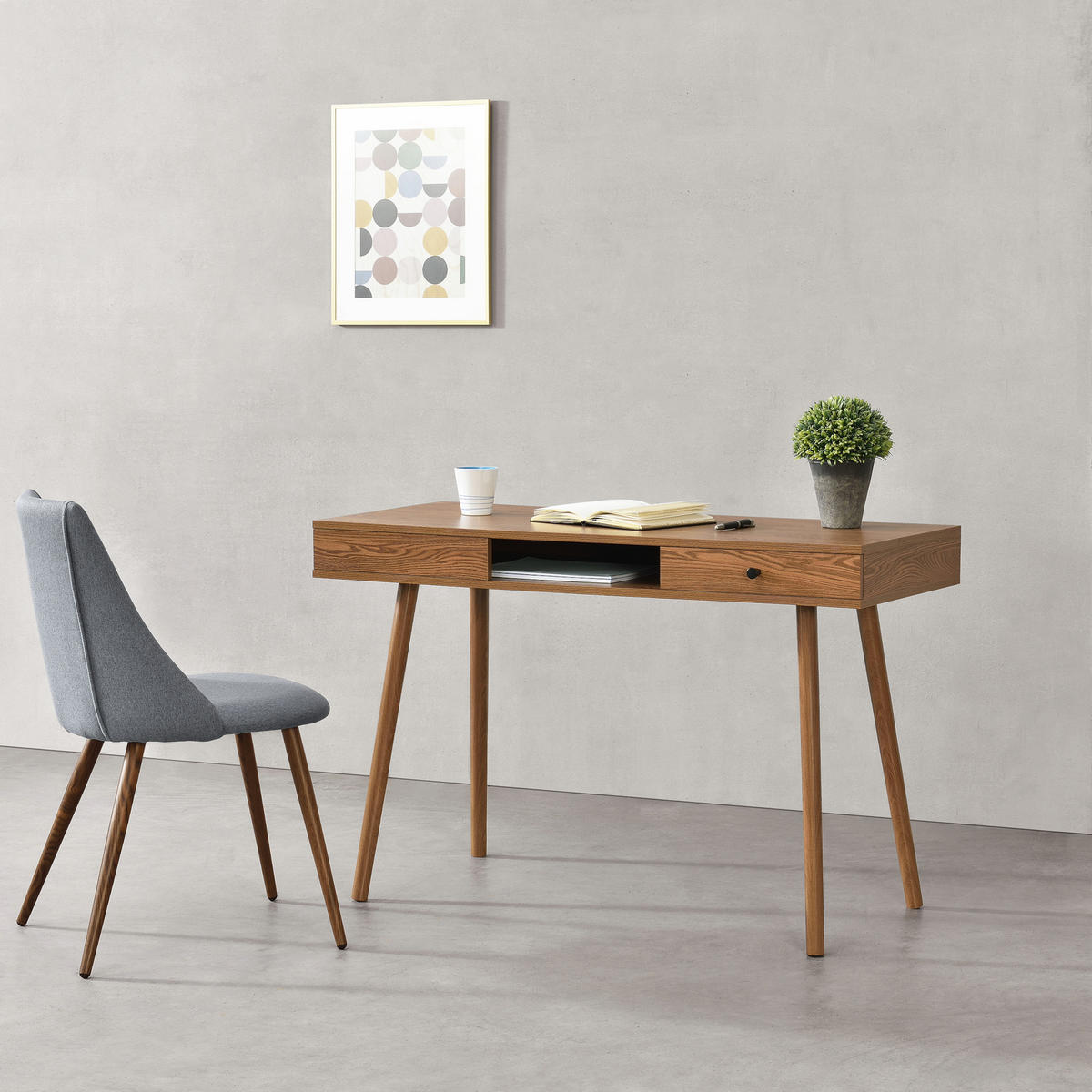 SCHREIBTISCH Habo - Dunkelbraun, Holzwerkstoff/Metall (48/115/74cm) - [en.casa]