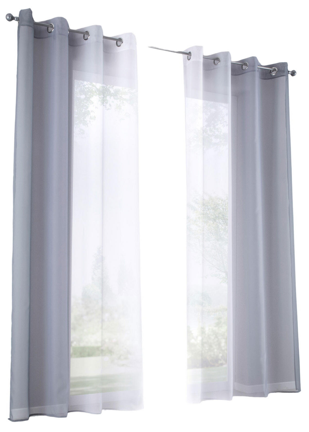VORHANG 2ER SET »Modena« HxB 175x140 cm Grau - Grau, Textil (140/175cm) - Gardinenbox
