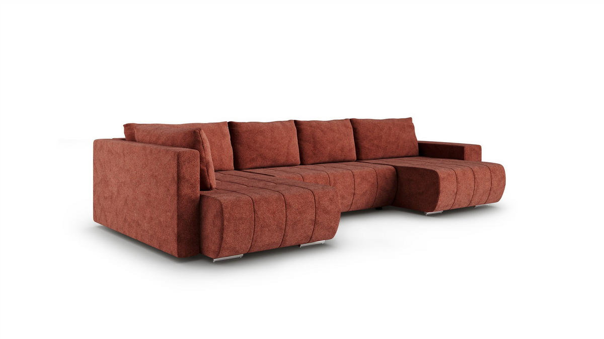 WOHNLANDSCHAFT Armanda - Rotbraun, Holzwerkstoff/Textil (392/83/185cm) - Fun Möbel