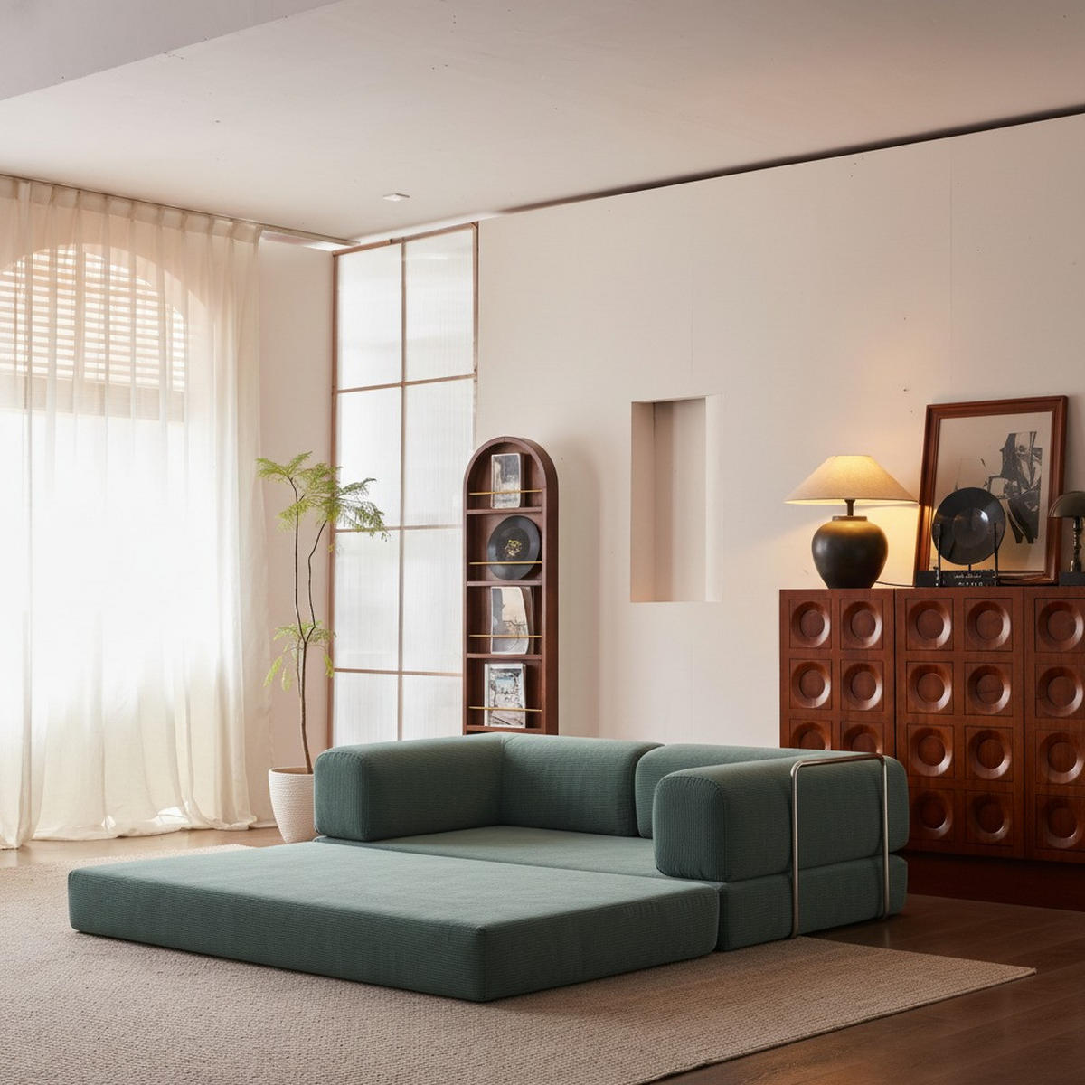 SCHLAFSOFA Kaia Salbei Weiß - Salbeigrün, Textil (180/70/100cm) - COCO Living