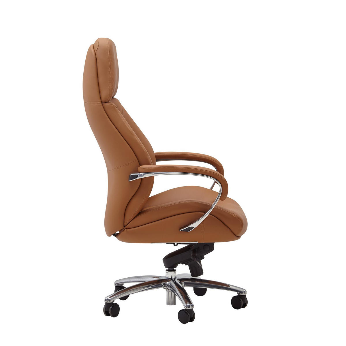 CHEFSESSEL Leder mit Multiblockwippmechanik bis 120 kg MIRON, Beige 67x67x137 cm - Beige/Silberfarben, Leder/Metall (67/137/67cm) - KADIMA DESIGN
