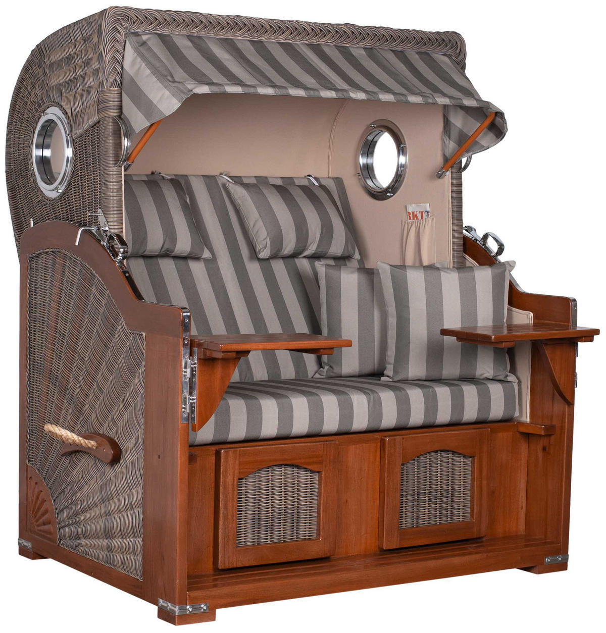 STRANDKORB XXL Düne Grande 2,5 Sitzer - Braun/Grau, Metall (142/170/95cm) - Mr. Deko