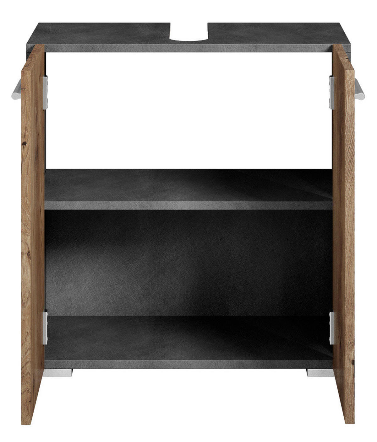 WASCHBECKENUNTERSCHRANK Jupiter 2 Türen Grau / Kastanien Eiche - 60 x 30 x 60 cm - Honigeiche/Grau, Holz (60/60/30cm) - Badplaats
