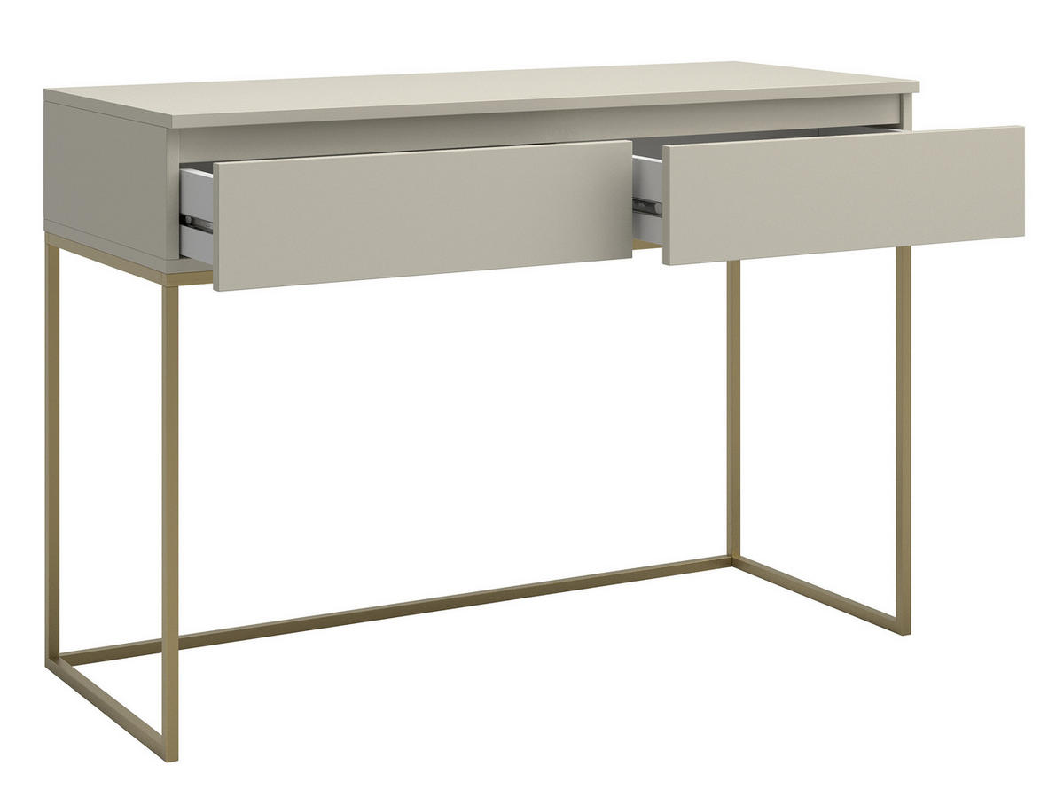 SCHMINKTISCH Bemmi Beige mit goldenen Metallbeinen - Beige/Goldfarben, Holzwerkstoff/Metall (120/80/50cm) - Selsey