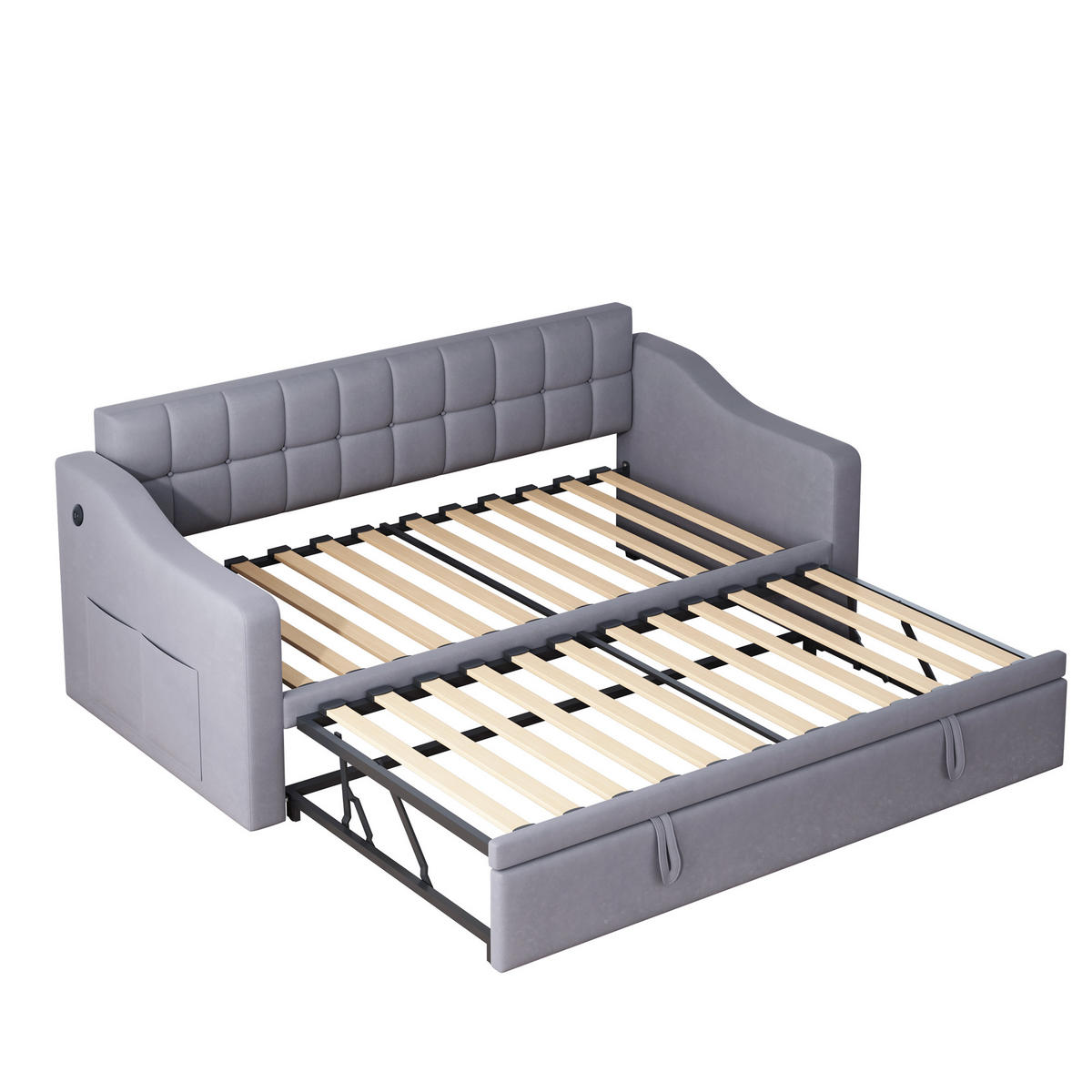 AUSZIEHBETT 90/180/190 cm DE-01999, in Grau - Grau, Metall (90/190cm) - ComfortXL