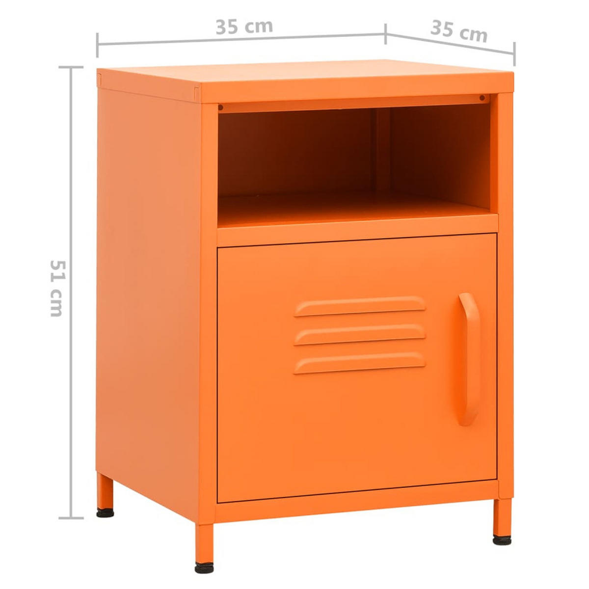 NACHTTISCH ORANGE 35X35X51 CM STAHL - Orange, Metall (35/51/35cm) - vidaXL