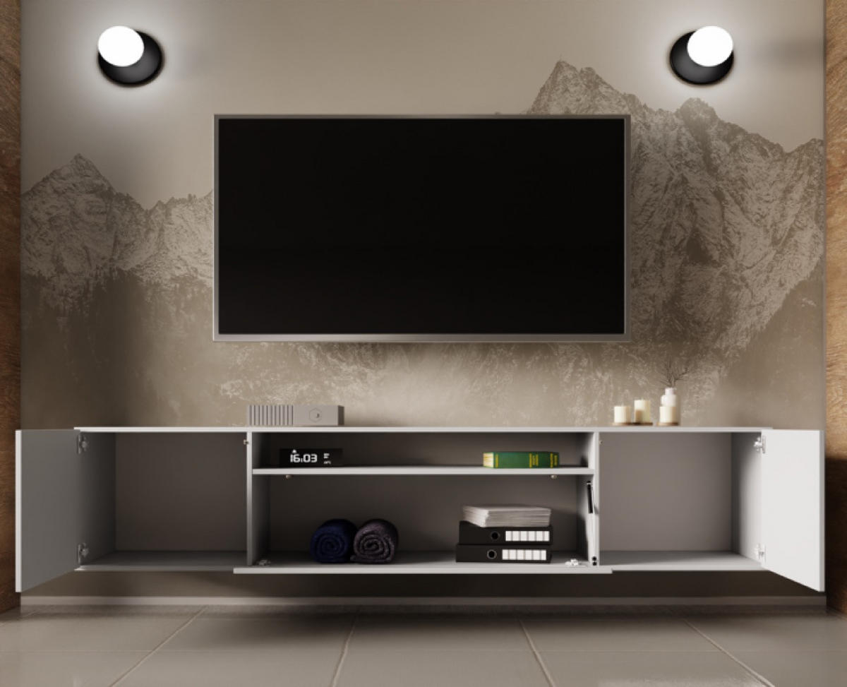 TV-LOWBOARD Weiß LION Hängend 200 cm - Weiß, Holzwerkstoff (200/40/41cm) - Sepro Meble