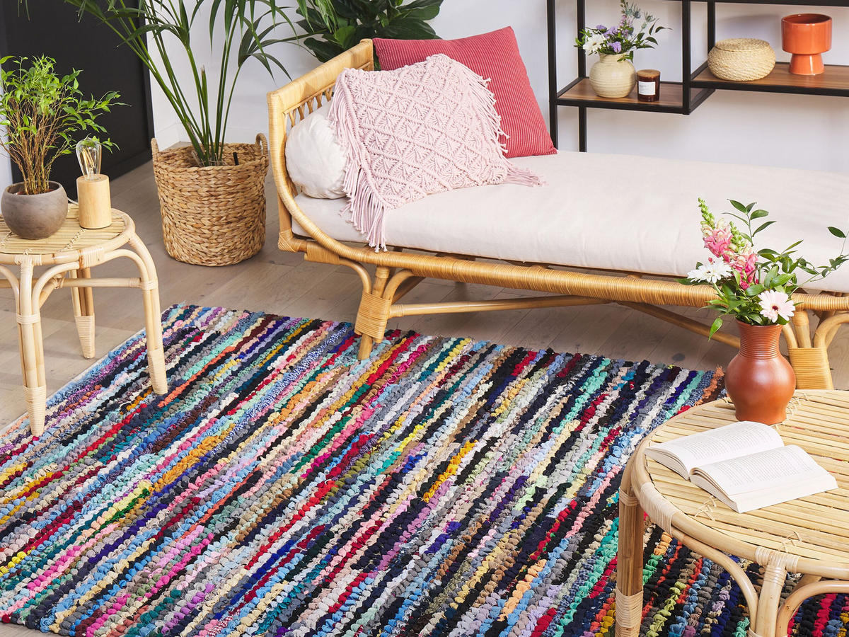 TEPPICH geflochten Bafra 230/160 cm - Multicolor, Kunststoff (160/230cm) - Beliani
